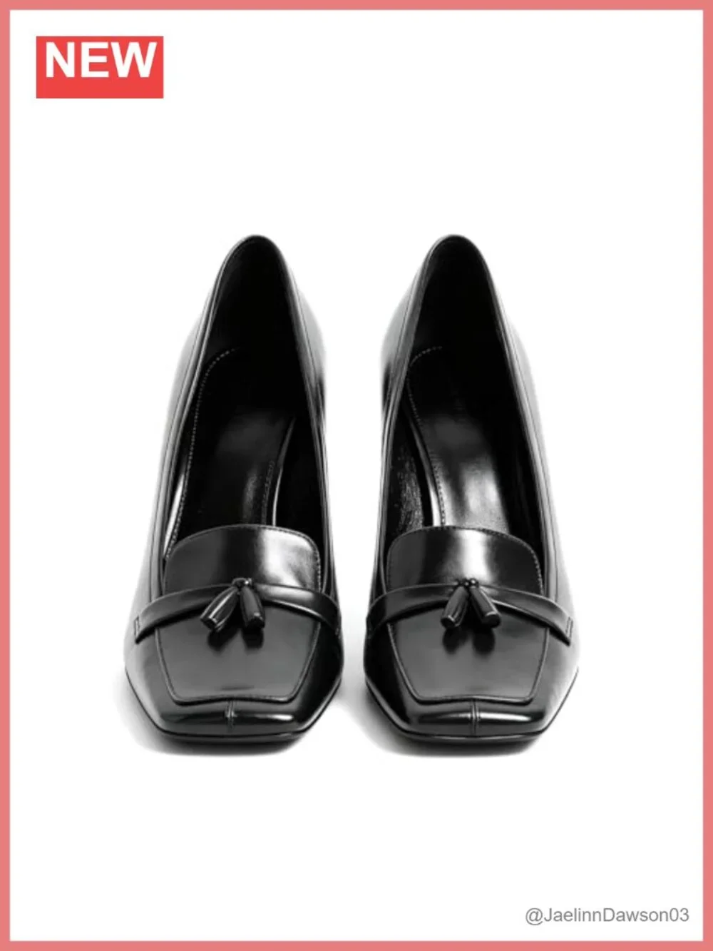 Chunky Block Heel Tassel Loafers Square Toe Pumps Slip On Comfort Shoes Office